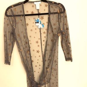 NWT I heart Raves cover up long gold stars S